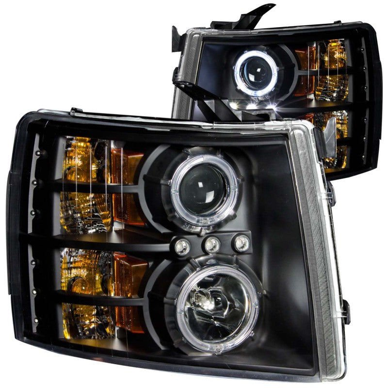 ANZO 2007-2013 Chevrolet Silverado 1500 Projector Headlights w/ Halo Black - Lights