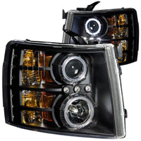 ANZO 2007-2013 Chevrolet Silverado 1500 Projector Headlights w/ Halo Black - Lights