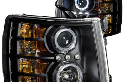 ANZO 2007-2013 Chevrolet Silverado 1500 Projector Headlights w/ Halo Black - Lights
