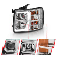 ANZO 2007-2013 Chevy Silverado 1500 Projector Plank Style Chrome Amber - Lights