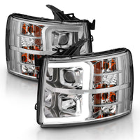 ANZO 2007-2013 Chevy Silverado 1500 Projector Plank Style Chrome Amber - Lights