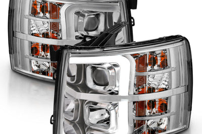 ANZO 2007-2013 Chevy Silverado 1500 Projector Plank Style Chrome Amber - Lights