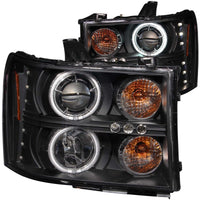 ANZO 2007-2013 Gmc Sierra 1500 Projector Headlights w/ Halo Black - Lights