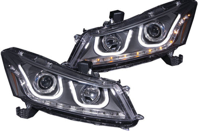 ANZO 2008-2012 Honda Accord Projector Headlights w/ U-Bar Black - Lights