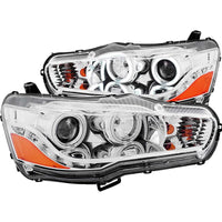 ANZO 2008-2015 Mitsubishi Lancer Projector Headlights w/ Halo Chrome (CCFL) - Lights