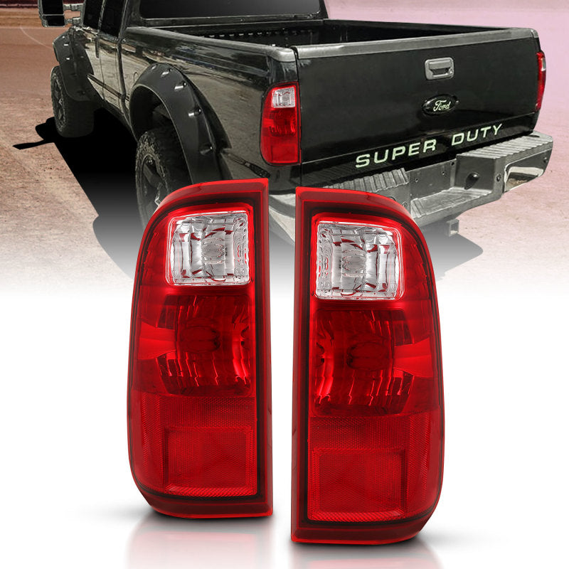 ANZO 2008-2016 Ford F-250 Taillight Red/Clear Lens (OE Replacement) - Lights