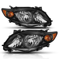 ANZO 2009-2010 Toyota Corolla Crystal Headlight Black Amber - Lights