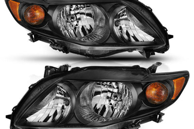 ANZO 2009-2010 Toyota Corolla Crystal Headlight Black Amber - Lights