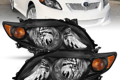 ANZO 2009-2010 Toyota Corolla Crystal Headlight Black Amber - Lights
