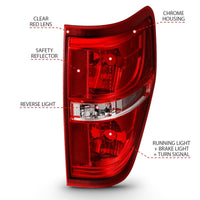 ANZO 2009-2014 Ford F-150 Euro Taillight Red/Clear (W/O Bulb) - Lights