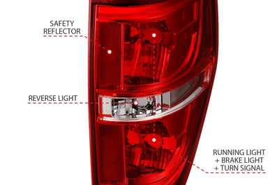 ANZO 2009-2014 Ford F-150 Euro Taillight Red/Clear (W/O Bulb) - Lights