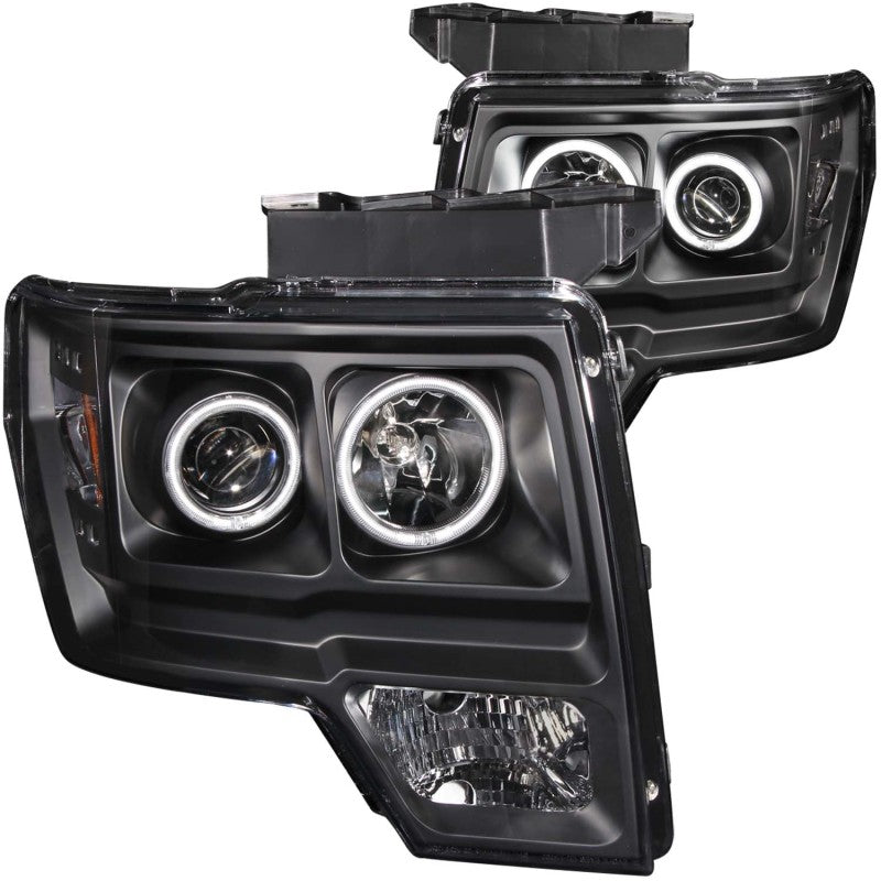 ANZO 2009-2014 Ford F-150 Projector Headlights w/ Halo Black (CCFL) - Lights