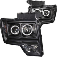ANZO 2009-2014 Ford F-150 Projector Headlights w/ Halo Black (CCFL) - Lights