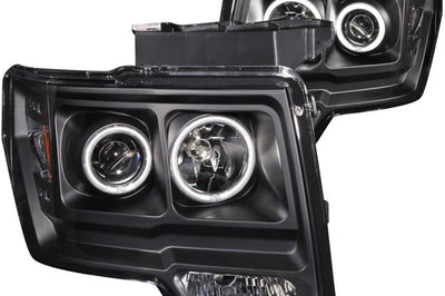 ANZO 2009-2014 Ford F-150 Projector Headlights w/ Halo Black (CCFL) - Lights