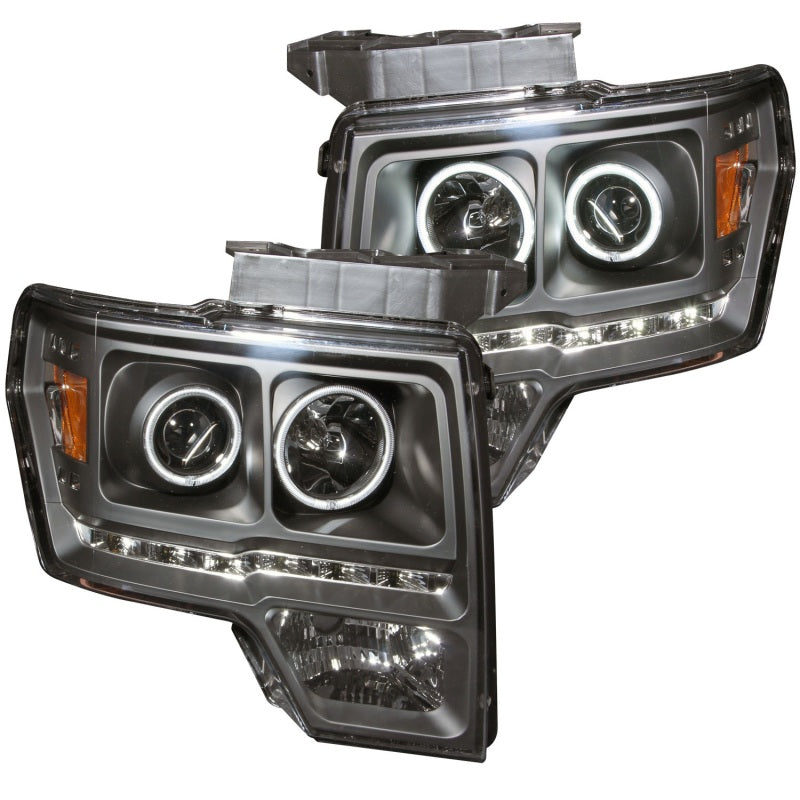 ANZO 2009-2014 Ford F-150 Projector Headlights w/ Halo Black (CCFL) G2 - Lights