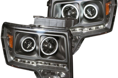 ANZO 2009-2014 Ford F-150 Projector Headlights w/ Halo Black (CCFL) G2 - Lights
