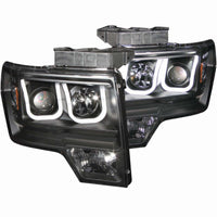 ANZO 2009-2014 Ford F-150 Projector Headlights w/ U-Bar Black - Lights