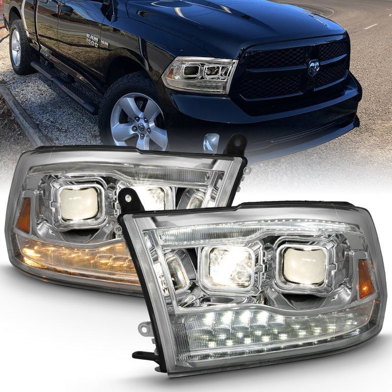 ANZO 2009-2018 Dodge Ram 1500 Projector H.L. Switchback Black Amber - Lights