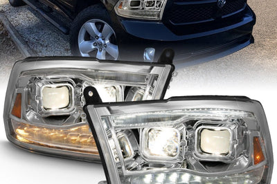 ANZO 2009-2018 Dodge Ram 1500 Projector H.L. Switchback Black Amber - Lights