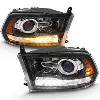 ANZO 2009-2018 Dodge Ram 1500 Projector Plank Style Switchback H.L Halo Black Amber (OE Style) - Lights
