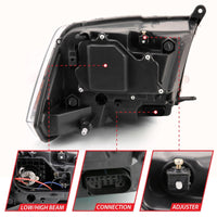 ANZO 2009-2018 Dodge Ram 1500 Projector Plank Style Switchback H.L Halo Black Amber (OE Style) - Lights