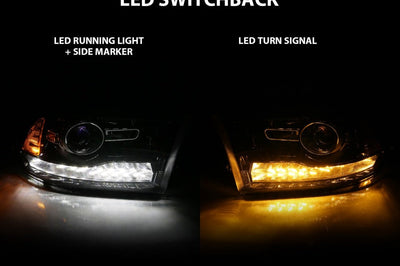 ANZO 2009-2018 Dodge Ram 1500 Projector Plank Style Switchback H.L Halo Black Amber (OE Style) - Lights