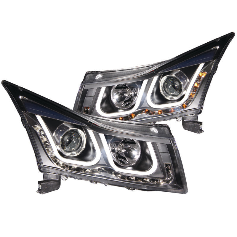 ANZO 2011-2015 Chevrolet Cruze Projector Headlights w/ U-Bar Black - Lights