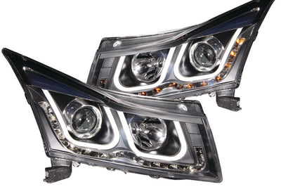 ANZO 2011-2015 Chevrolet Cruze Projector Headlights w/ U-Bar Black - Lights