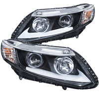 ANZO 2012-2015 Honda Civic Projector Headlights w/ U-Bar Chrome - Lights