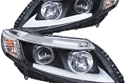 ANZO 2012-2015 Honda Civic Projector Headlights w/ U-Bar Chrome - Lights