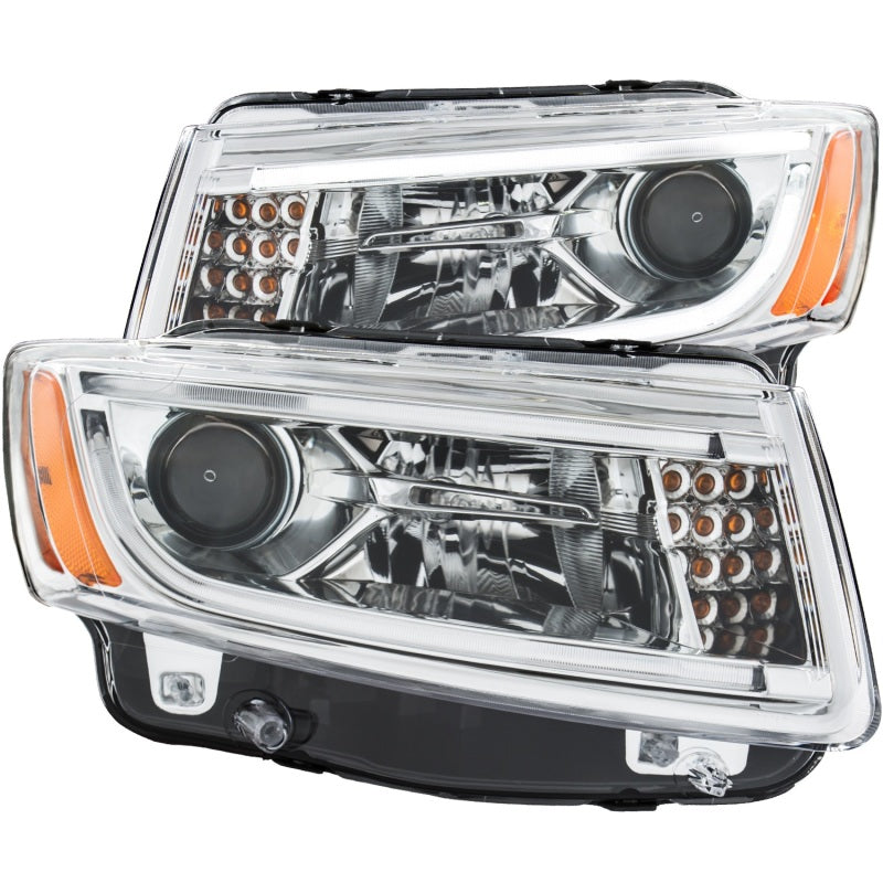 ANZO 2014-2015 Jeep Grand Cherokee Projector Headlights w/ Plank Style Design Chrome - Lights