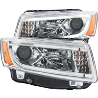 ANZO 2014-2015 Jeep Grand Cherokee Projector Headlights w/ Plank Style Design Chrome - Lights