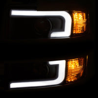 ANZO 2015-2016 Chevrolet Silverado Projector Headlights w/ Plank Style Design Black Amber - Lights