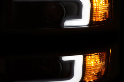 ANZO 2015-2016 Chevrolet Silverado Projector Headlights w/ Plank Style Design Black Amber - Lights