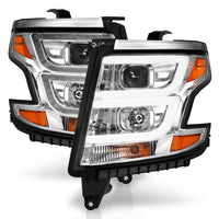 ANZO 2015-2020 Chevy Tahoe Projector Headlights Plank Style Chrome w/DRL - Lights