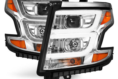 ANZO 2015-2020 Chevy Tahoe Projector Headlights Plank Style Chrome w/DRL - Lights