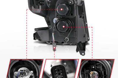ANZO 2015-2020 Chevy Tahoe Projector Headlights Plank Style Chrome w/DRL - Lights