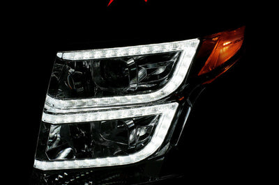 ANZO 2015-2020 Chevy Tahoe Projector Headlights Plank Style Chrome w/DRL - Lights