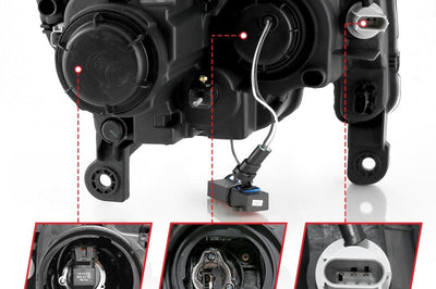 ANZO 2017-2018 Jeep Grand Cherokee Projector Headlights w/ Plank Style Switchback - Chrome Amber - Lights
