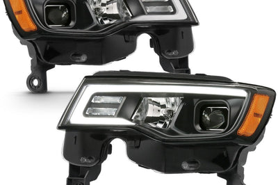 ANZO 2017-2018 Jeep Grand Cherokee Projector Headlights w/ Plank Style Switchback - Chrome Amber - Lights