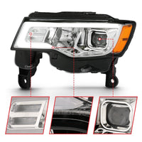 ANZO 2017-2018 Jeep Grand Cherokee Projector Headlights w/ Plank Style Switchback - Chrome Amber - Lights