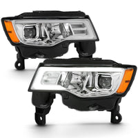 ANZO 2017-2018 Jeep Grand Cherokee Projector Headlights w/ Plank Style Switchback - Chrome Amber - Lights