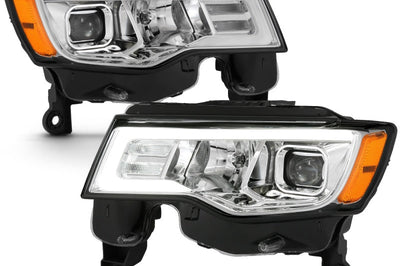 ANZO 2017-2018 Jeep Grand Cherokee Projector Headlights w/ Plank Style Switchback - Chrome Amber - Lights