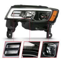 ANZO 2017-2018 Jeep Grand Cherokee Projector Headlights w/ Plank Style Switchback - Chrome Amber - Lights