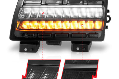 ANZO 2018-2021 Jeep Wrangler LED Side Markers Chrome Housing Smoke Lens w/ Seq. Signal Low Config - Lights