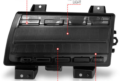 ANZO 2018-2021 Jeep Wrangler LED Side Markers Chrome Housing Smoke Lens w/ Seq. Signal Low Config - Lights