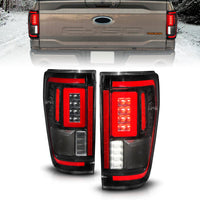 ANZO 21-23 Ford F-150 LED Taillights Seq. Signal w/BLIS Cover - Black (For Factory Halogen ONLY) - Lights