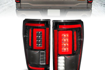 ANZO 21-23 Ford F-150 LED Taillights Seq. Signal w/BLIS Cover - Black (For Factory Halogen ONLY) - Lights