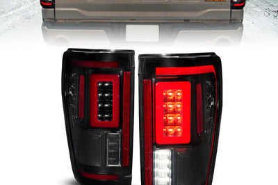 ANZO 21-23 Ford F-150 LED Taillights Seq. Signal w/BLIS Cover - Smoke Blk (For Factory Halogen ONLY) - Lights