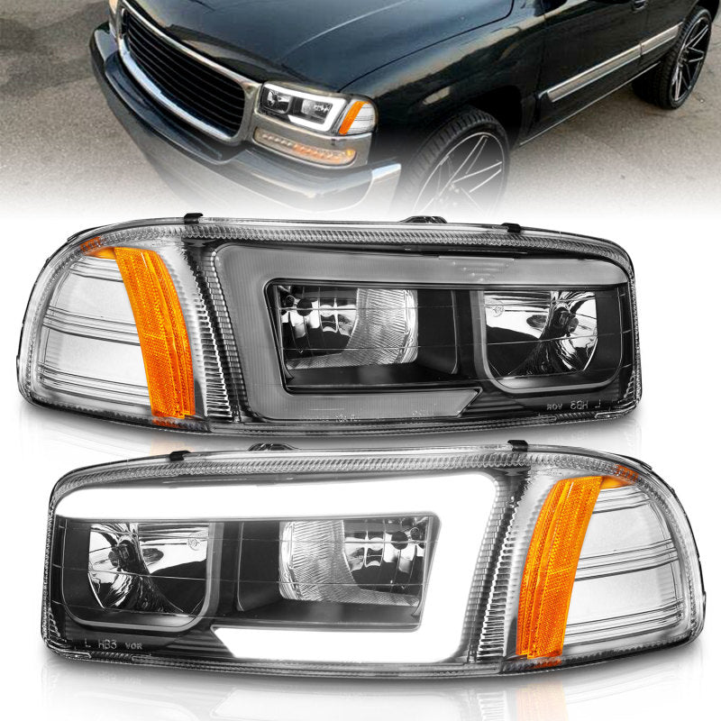 ANZO Anzo 99-17 GMC Sierra/Denali Headlights Black Amber (w/C Light Bars) - Lights